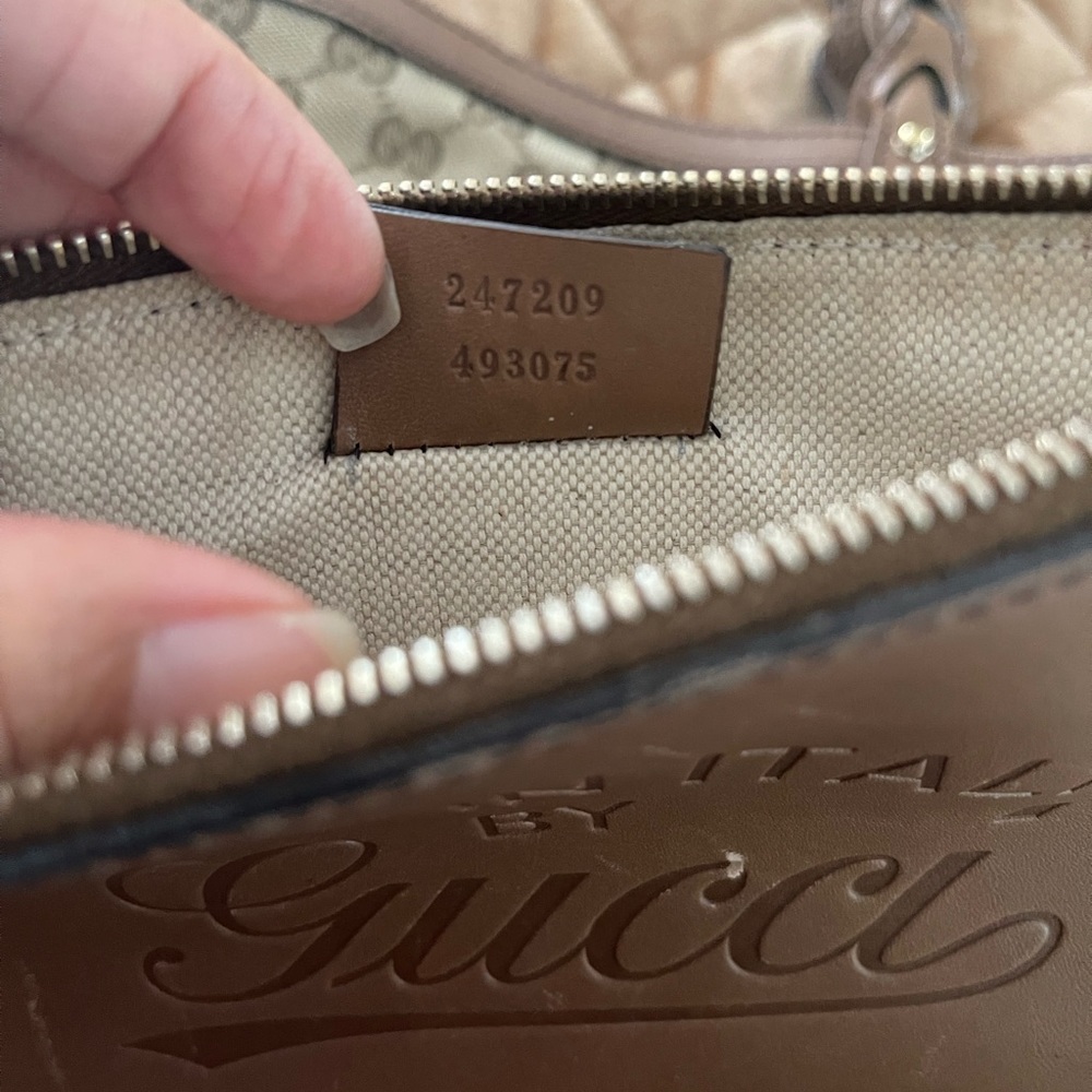 Auth GUCCI Brown GG Canvas and Brown Leather Tote Shoulder Bag Purse #49607